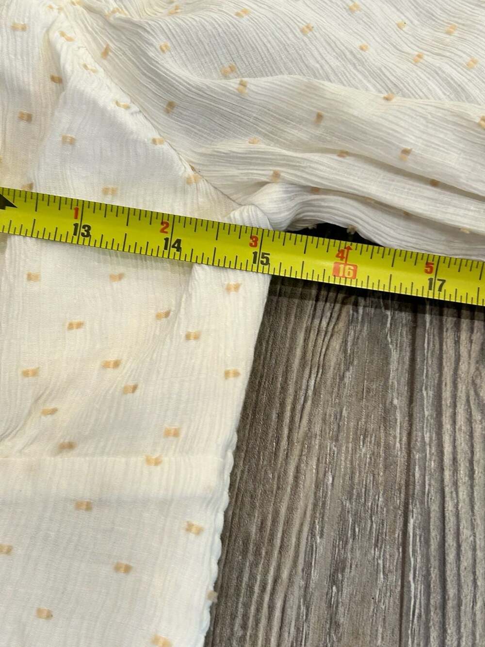 Japna Cream Swiss Dot Smocked Milkmaid Crop Top - Picture 8 of 9